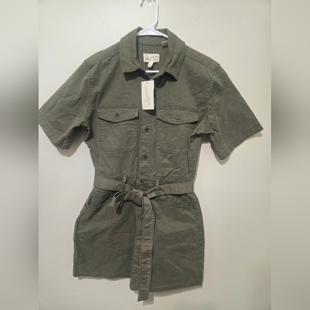 Universal Thread Denim Romper Army Green NWT Womens 4